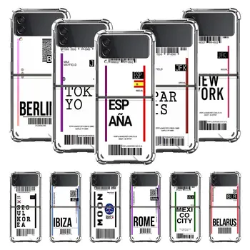 Калъф за мобилен телефон Samsung Z Flip3 5G въздушна Възглавница, Калъф за Galaxy ZFlip 3 устойчив на удари калъф за Z Flip 3 Корпуса Билет за световно пътешествие