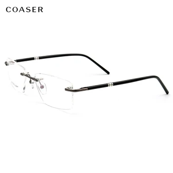 Квадратни Бизнес Оптични Мъжки Очила без рамки в рамките Реколта Широки Метални Очила За жени, Подходящи за късогледство рецепта Eyewar