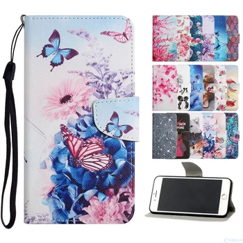 Кожен калъф-портфейл с панти капак за Redmi Note 9 9А 9В 9T 10 10S 9S Pro 5G Корицата на телефонния указател на Пеперуда на Цвете Котка Фламинго Съставен Крад