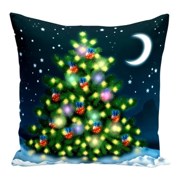 Коледен Лосове Дядо Начало Декор LED Калъф за възглавница Памук спално Бельо, калъфки за възглавници, Синьо Небе Калъфки за възглавнички