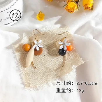 Корейската orange геометрична пискюл Акрилна Есен-зима 2019 Дамски обеци с висулки, Комплекти, модни бижута аксесоари, търговия на едро-DDE
