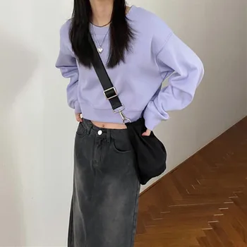 Корейски модни дамски блузи с качулка на Ежедневните свободни с дълъг ръкав Негабаритная градинска къс hoody за момичета Плюс Размер