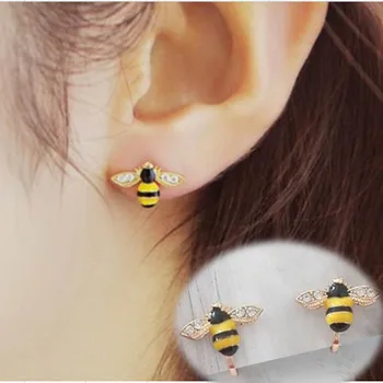 Корейски Стил Мода Скъпа пчела Клип на Обеци Без пиърсинг за жени Вечерни Очарователни Обици, Без дупки, Обеци, бижута на едро