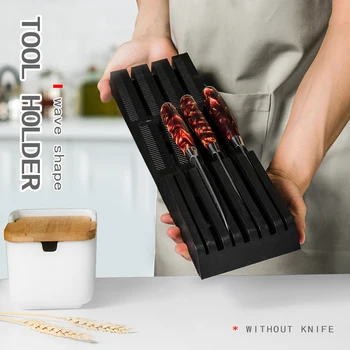 Кутия Притежателя На Блока На Ножовете Издръжлив От Полипропиленови Влакна С Кухненски Нож Тавата За Съхранение На Организаторът Универсален Тип Поставка В Черен Цвят Спестяване На Място