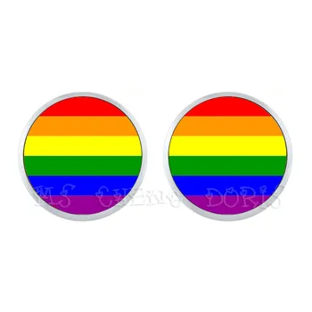 ЛГБТ Обеци Bi Pride 12 мм Стъклен Купол Обеци-карамфил Гей Гордост Дъгата Флаг Снимка Стъклен Кабошон Бижута За Жени, Мъже Любовник