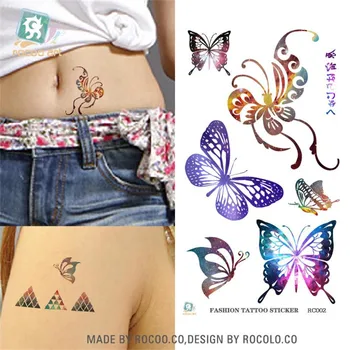 летен стил Харадзюку водоустойчив временни татуировки за lady за жени Цветни пеперуди татуировка дизайн стикер R3002