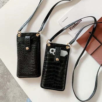 Луксозна Универсална чанта за телефон от крокодилска кожа за Samsung/iPhone/Xiaomi Чанта-портфейл За жени Чанта през рамо Калъф за телефон, Джоб