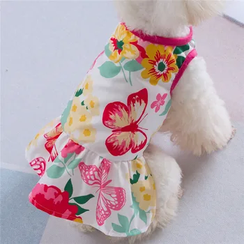 Мини-рокля на Принцеса за кучета с принтом Тънка куче Котка Костюм за домашни любимци Пролетно-лятна рокля за малки кучета Чихуахуа Дрехи за кучета Ризи