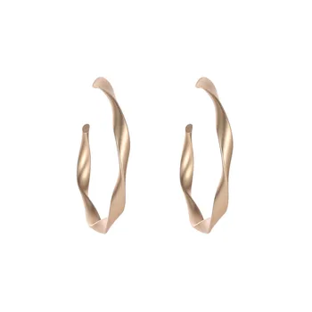 Модни Златни геометрични обеци с обрат Ретро Матова сплав Големи обеци-халки за жени, Подарък декорация на партита 2020