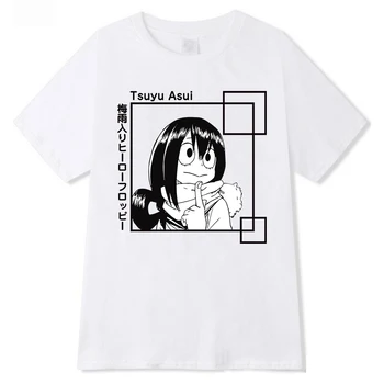Моят Герой Academia Сладка тениска с аниме Дамски Ежедневни тениска Harajuku Негабаритная женска тениска с Лятна тениска Tsuyu Asui с къдри