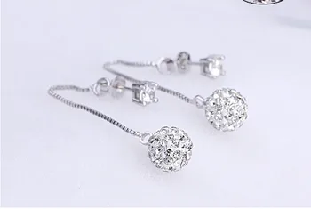 Нов прием на мода Шамбала crystal 925 сребро дамски дълги обици капка бижута подарък за рожден ден за жените