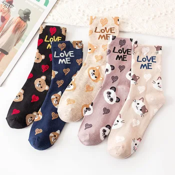 Нови чорапи за жени за момичета Чист стил Дамски дамски чорапи за домашни любимци Куче Панда Котка Мечка Чорапи Творчески чорапи в корейски стил Сокс