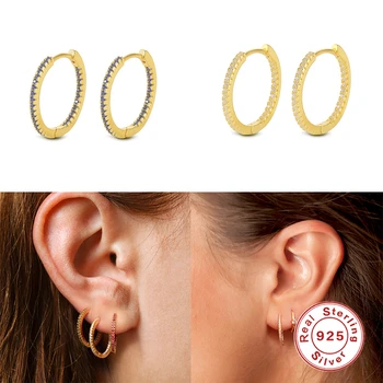 Отварачки за обици-халки за жени проба 925 Сребърен пръстен за уши Хрящевые обнимашки Bling CZ Обеци За подарък за годишнина от Изискани бижута