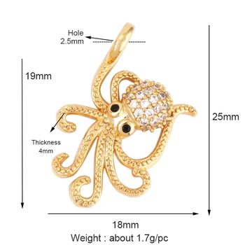 Очарование на Морския Животински Октопод, 18-Каратный Златно покритие Цвят,Колие, Гривна, Висулка за Ръчно изработени Бижута