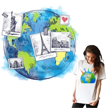 Парижката Кула Петна Планета Термонаклеек на Дрехи от Плат с пренасяне на Желязо за Дрехи Термоклеящийся Кръпка Сам Апликация