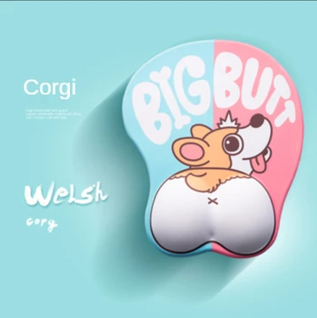 Подложка за мишка Corgi подкрепа на китките сладък мультяшная креативна личност момиче офис сгъстяване на сладка нещо тръба 3D