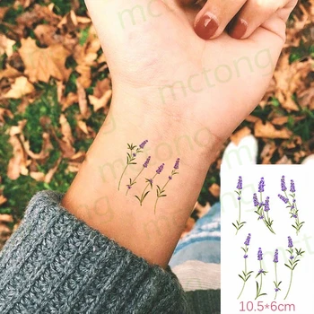 Пресни Люлякови Цветя Татуировки Покриват Татуаж за ръцете и краката Боди-Арт Водоустойчив Временно Обостряне на Етикети FakeTattoo Татуировка дизайни за жени