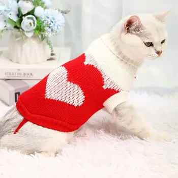 Пуловер за котки Джърси Поло сладко Модно палто за малки кучета, котки, Дрехи за домашни любимци, Есенно-зимния топъл костюм