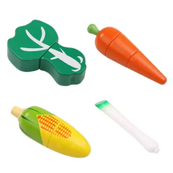 Семейство Монтесори Дървени 3D Развитие на играчка, лимон и краставица Пъзел зеленчуци плодови кухненски играчка Координираната играчка за деца, Подарък