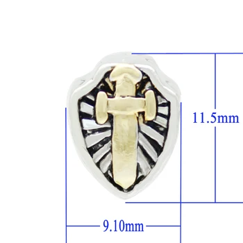 слайд чар Безплатна доставка религиозен рицарски меч и щит златен кръст чар мъниста подходящи гривна Pandora
