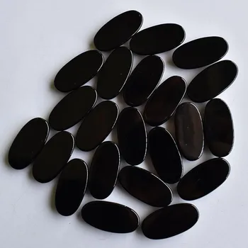 Търговия на едро с 20 бр./лот мода високо качество от естествен черен оникс с овална форма кабошон мъниста за бижута 15x30 мм безплатно
