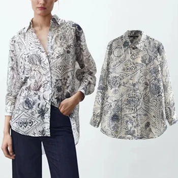 Увядшая Англия Есенна блуза Дамски Инди-Фолк Реколта с принтом Пейсли Модни блузи Mujer De Moda 2021 Ежедневни риза Дамски блузи