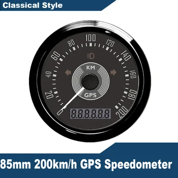 Универсален 85 мм 0-200 км/ч GPS за измерване на Скоростта на Автомобил, Мотоциклет Общият Пробег на Регулиран 9-32 В с Подсветка Класически Стил