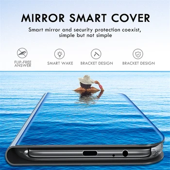 Флип калъф за Samsung Galaxy A7 A 7 2018 A750 A750F A750FN SM-A750F SM-A750F/DS, SM-A750FN Огледало за обратно виждане Кожен калъф за телефон