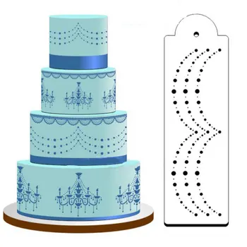 Цветя модел на Шаблон за торта за многократна употреба, Пластмасов, Завързана торта Помадная Печат Бодер Шаблони Шаблон DIY Форма за печене на торта Инструмент за украса