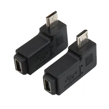 Черен 3*1.5*0.8 cm Професионален Ляв/Десен Ъгъл USB Mini 5 - пинов Конектор за Микро-5 - пинов адаптер с ъгъл 90 градуса