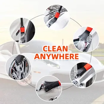 Четки за обяснения автомобили Набор от Почистващи Четки за Почистване на Джанти Гуми на Купето Външни Кожени Вентилационни отвори