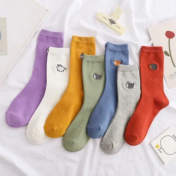 чорапи с принтом животни от комикс сладък забавни модни харадзюку с дълги ръкави дизайнер kawaii calcetines дамски памучни чорапи в японски стил