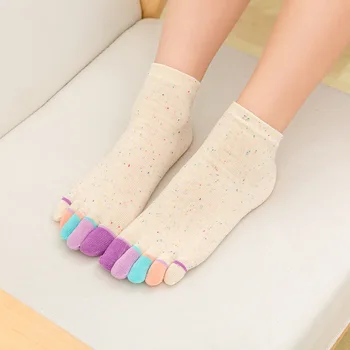 Чорапи с пръсти Kpop За жени, эстетичные, с пет пръста, Лоскутные Ежедневни чорапи за екипажа, Цветни чорапи, памучни къси студентски чорапи за момичета с ток