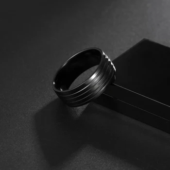 Широки Черни Пънк мъжки Класически Годежни пръстени от неръждаема стомана с модел под формата на серия Пръстен за мъже, Подарък за годишнина от партита на приятел