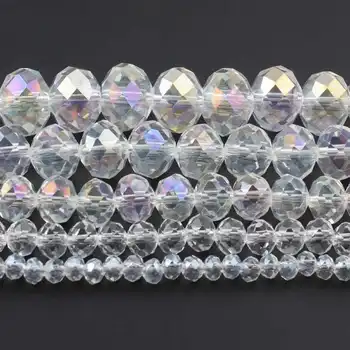 Шлифован кристал AB Прозрачни Австрийските Кристални, Стъклени Мъниста Rondelle Кръгли Свободни Мъниста За бижута направи си САМ Аксесоари за гривни и обеци 15